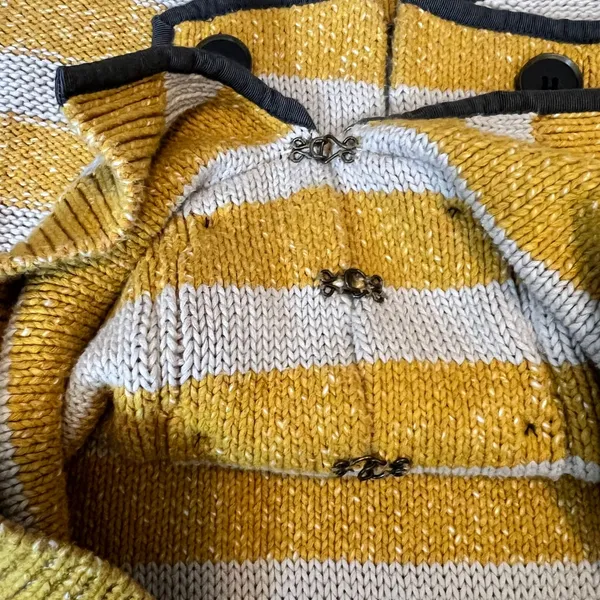 LOFT Women's Striped Double Breasted‎ Knit Cardigan Sweater Size S - Image 4