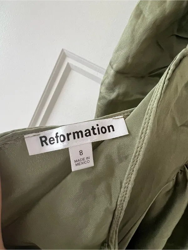 NWOT Reformation Casette Silk Dress Green Size 8 - Image 6