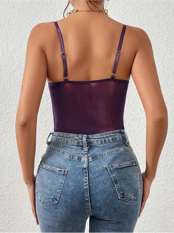 Purple Lace Bodysuit NWOT Size L - Image 2