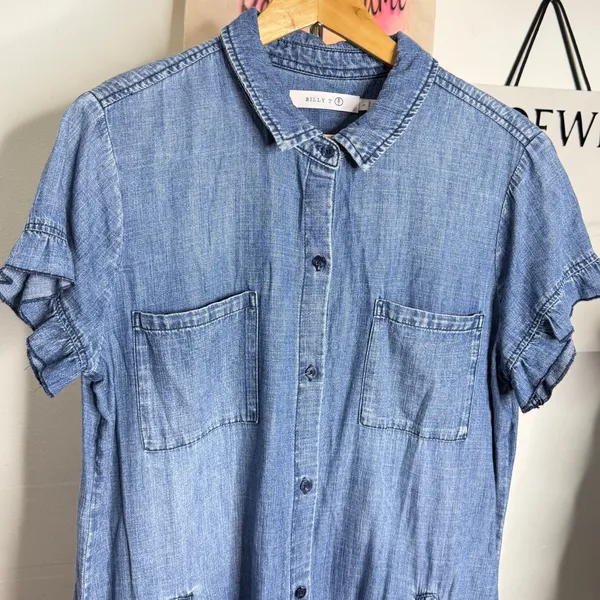 Billy T Rodeo Chambray Dress‎ Blue Size L - Image 5
