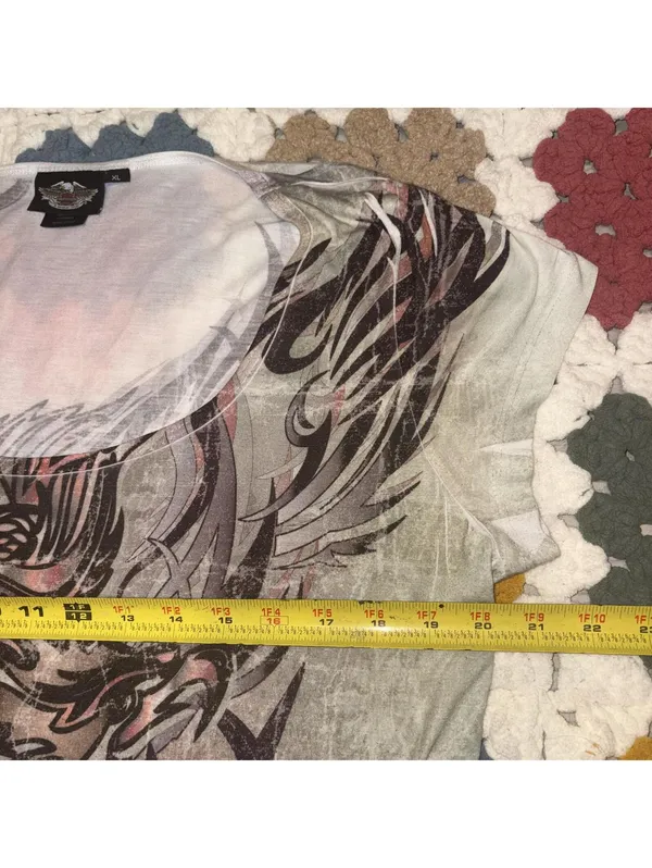 Vintage Y2K Harley-Davidson Women's XL Eagle Graphic Summer Motorcycle T-Shirt - Image 7