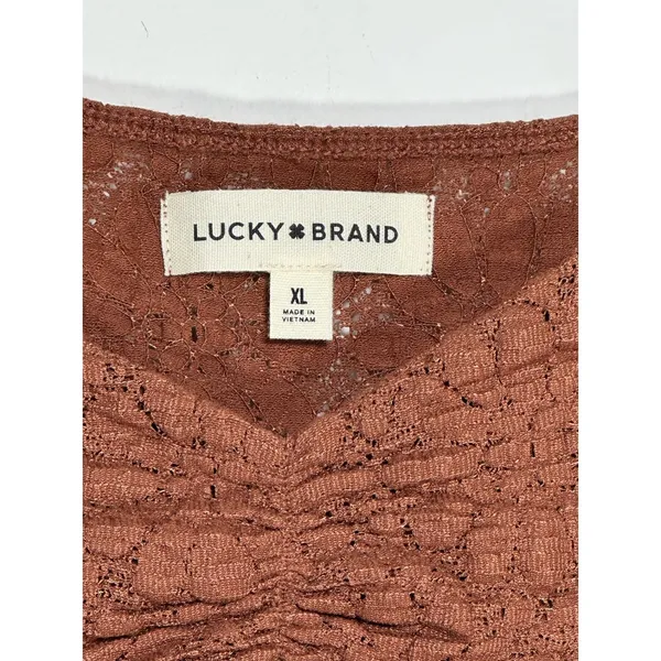 Lucky Brand Womens XL Terracotta Brown Floral Lace Babydoll Camisole Tank Top‎ - Image 3
