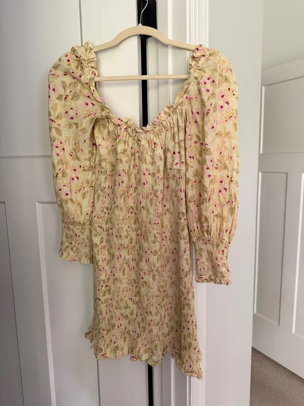 Faithful The Brand Gombardy Dress yellow‎ floral smocked long sleeve - Image 2