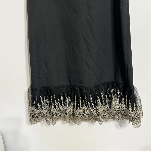 NWT POMANDER PLACE Black Lillith Maxi‎ Cocktail Dress w/ Gold Lace Size Large - Image 5