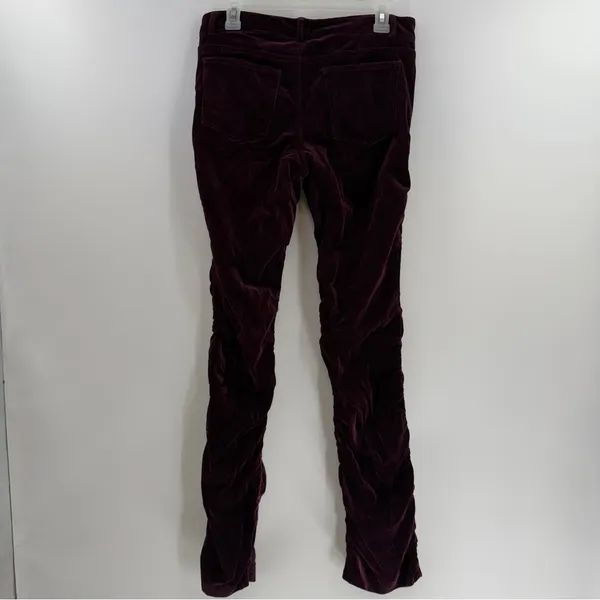 Theory Ruched Velvet Pants 8 Mulberry Purple Y2K Low Rise Slim Leg Stretch USA - Image 5