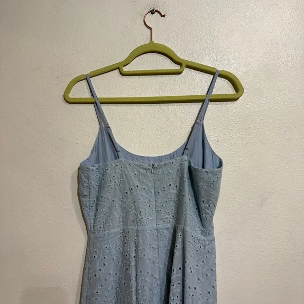 Lulus Light Blue Modern Romantic Eyelet Embroidered Cotton Mini Dress Sz S - Image 7