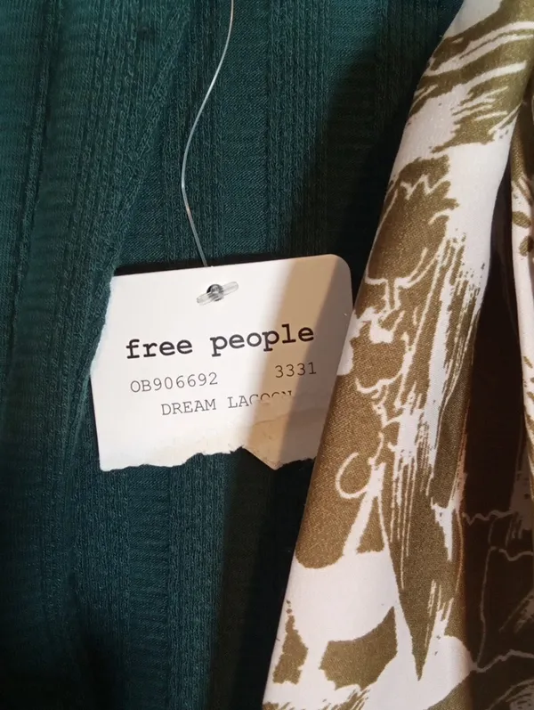 Free People Party In The Back Ribbed Cutout Open Back Scarf Tie Top Cottage XS - Image 6