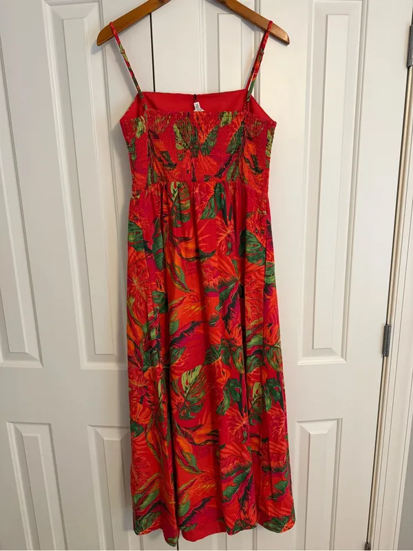 Maison d'Amélie tropical print red maxi dress NWT Size Small Linen Blend - Image 8