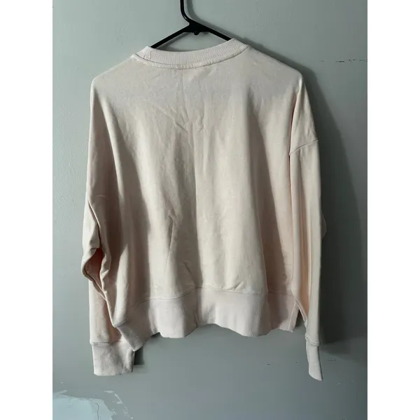 Reebok Womens Crewneck Sweatshirt Peach Pink Embroidered Logo Small - Image 5