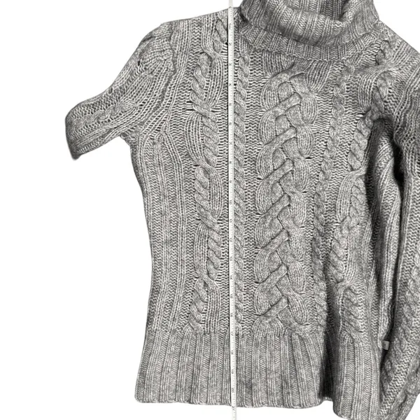 Abercrombie Sweater Wool Angora Cable Knit Turtleneck Y2K Preppy Gray Medium - Image 8
