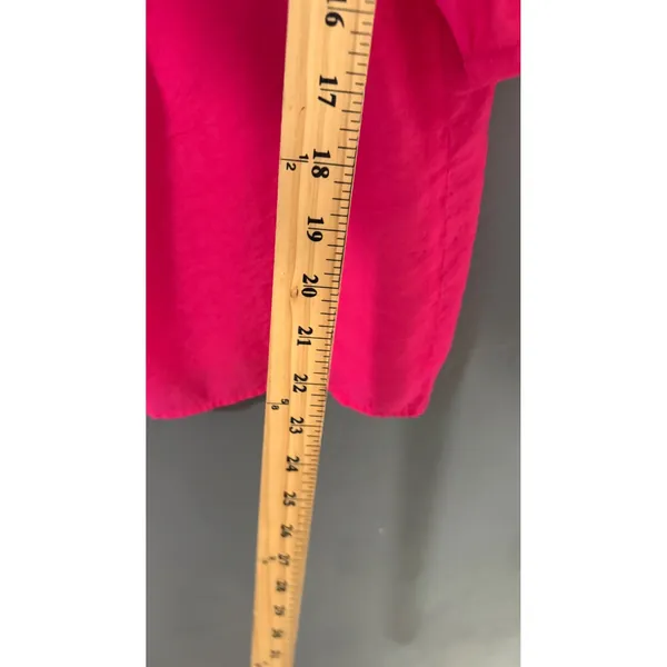 GH Bass & Co Womens Hot‎ Pink Pintuck Button Front Blouse 3/4 Sleeve Size M - Image 6