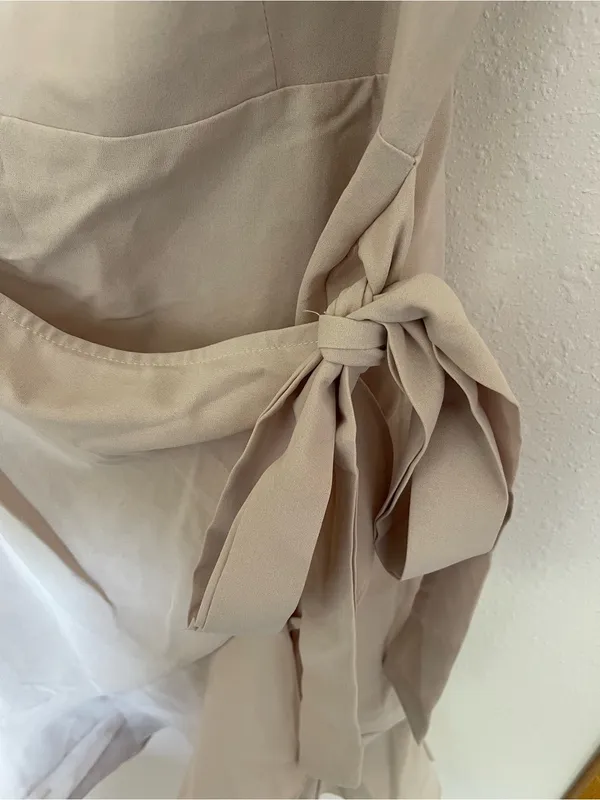 Women’s Beige Tie-Waist Spaghetti Strap Dress - Image 2