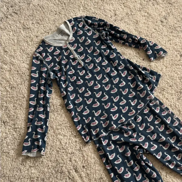 Roller Rabbit Swan Print Pajama Set Size‎ XS Pima Cotton Navy Blue - Image 2