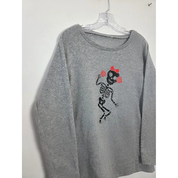 Skeleton Sweatshirt Girl Cute Halloween Dia De La Muertos Emo Grunge Gothic S - Image 4