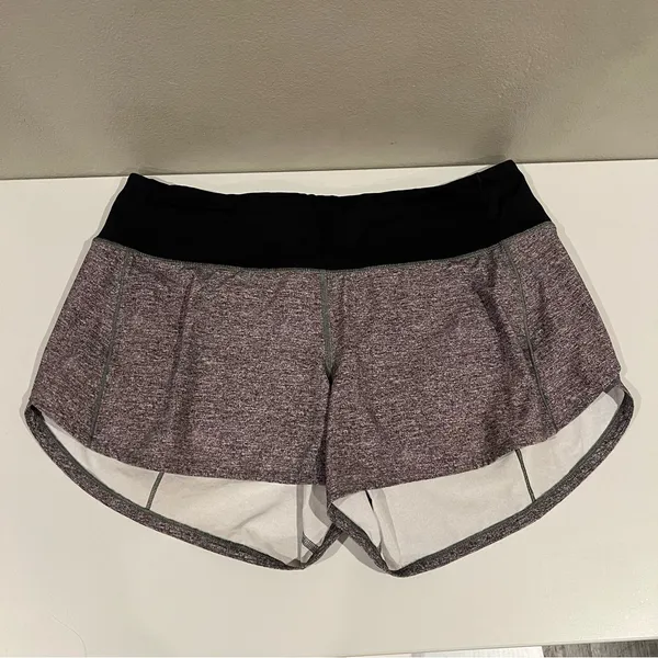 Lululemon Speed Up Short Long 4" Heather Gray Black Women's Athletic Shorts 8 - Image 3
