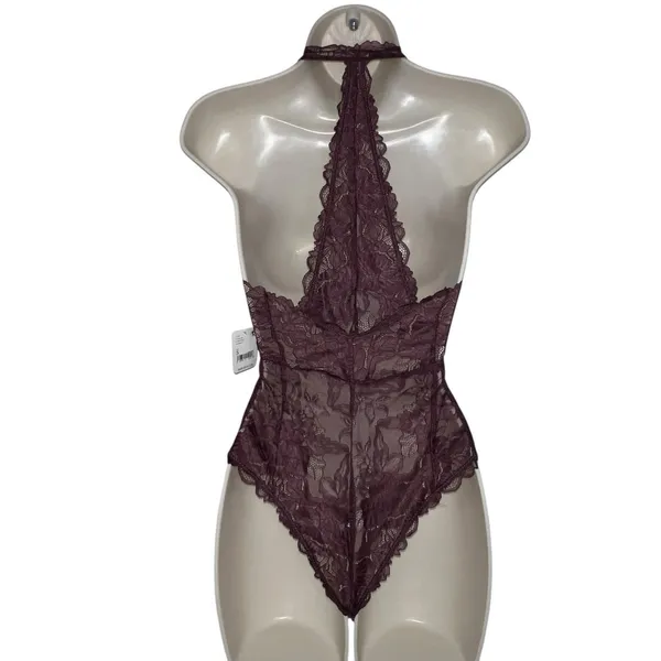 Intimately‎ Free People Plum Jam Everyday Lace Bodysuit Size Small Sheer New $58 - Image 5