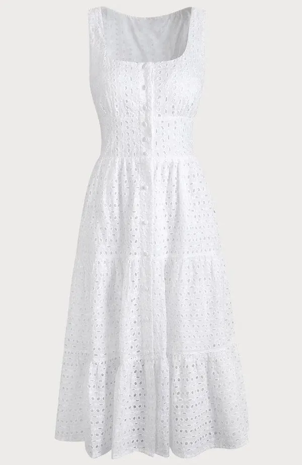 RIHOAS The Square Neck Tiered Hem Midi Dress 76 - Image 6