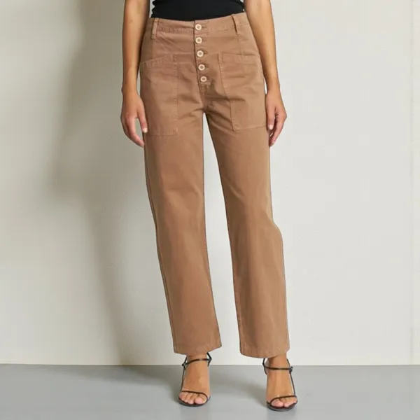 Pistola 26 Oak High‎ Rise Chino Pant Button Fly Brown Carpenter 100% Cotton Y2K - Image 2
