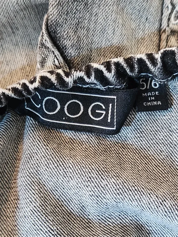 Coogi Black-Gray Distressed Denim Halter Jumpsuit Shorts Size 5/6 - Image 8