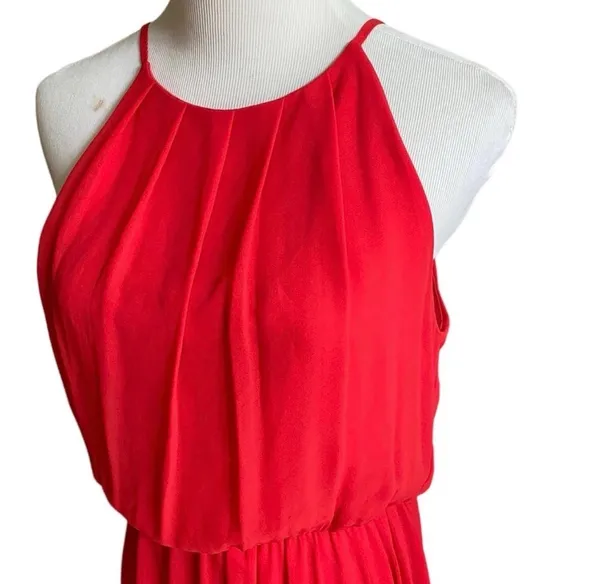 Lush Nordstrom Bright Red Chiffon Halter Skater Dress Mini Lightweight M - Image 3