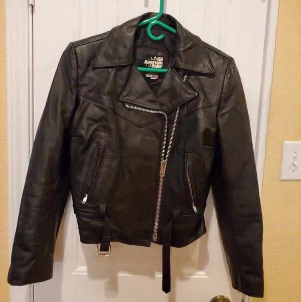 All American Rider Biker leather jacket Size 7/8 - Image 3
