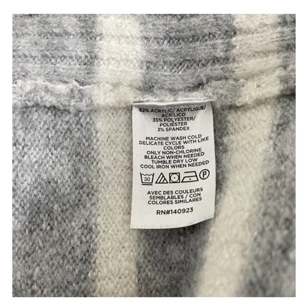 $75 LOFT - tunic style turtleneck sweater, gray and cream striped M - Image 9