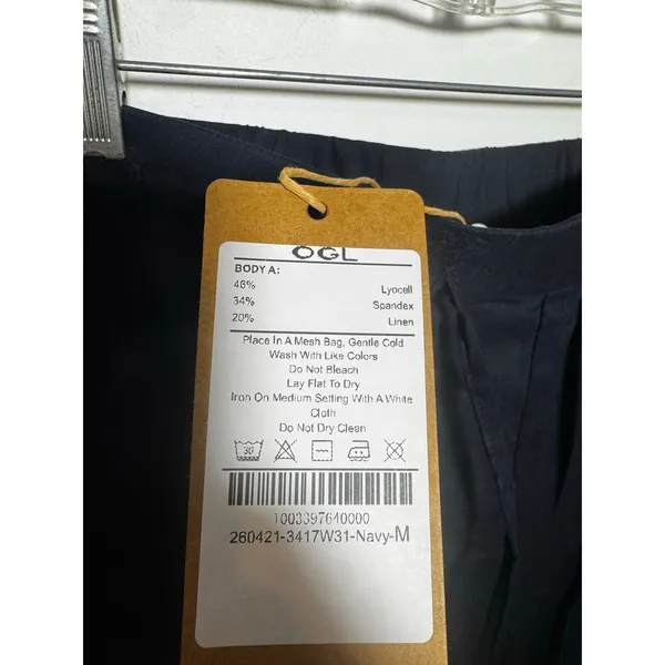 OGL Move Navy Blue High Rise Wide Leg Trousers Elastic Waist Pockets Size M New - Image 4