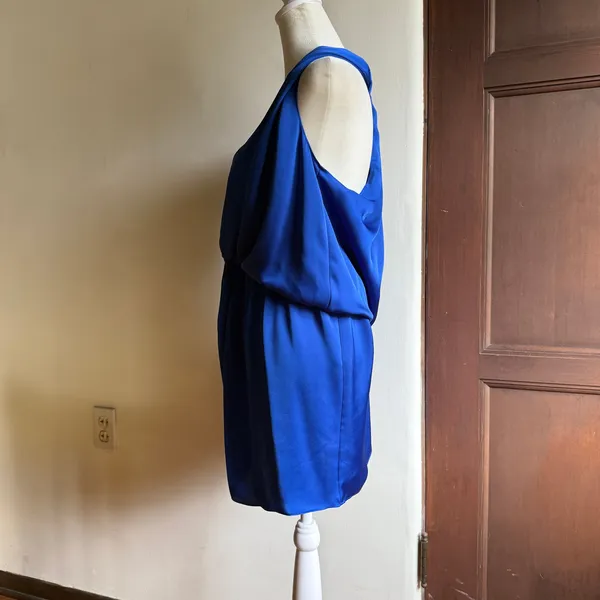 RAMY BROOK Marie Knot Front Sleeveless Mini Dress Charmeuse Cobalt Blue | Medium - Image 3
