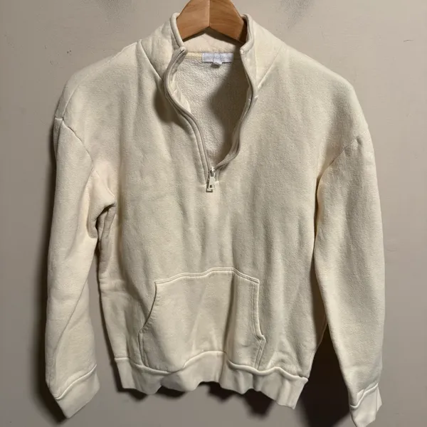 Beyond Yoga Recharge 1/4 Zip Pullover Sweater in Cream- Size XS - Image 2