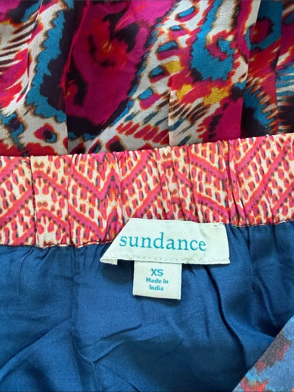 Sundance Harlin Tiered Maxi Skirt XS Boho Cupro Ikat Paisley Chiffon Lined - Image 6