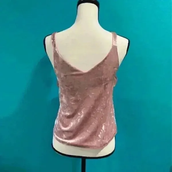 Mango crushed velvet light pink tank top in size xs - Image 3