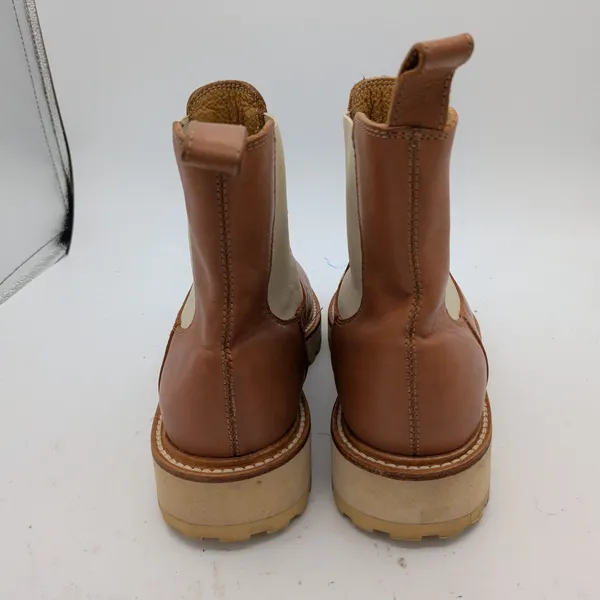 Diemme Alberone $450 Tan Leather Chelsea Duck Boots Made Italy Size 41 Lug Sole - Image 5
