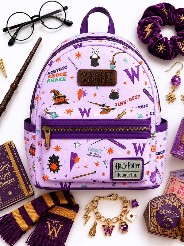 Loungefly Harry Potter Weasleys Wizard Wheezes Mini Backpack Purple Rare 11x10” - Image 12