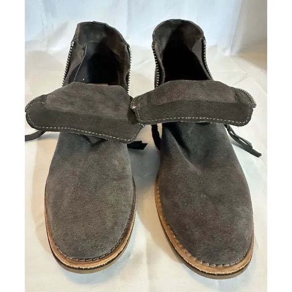 Dolce Vita Sutton Gray Suede Leather Ankle Boots Double Zip Stacked Heel 8.5 - Image 5