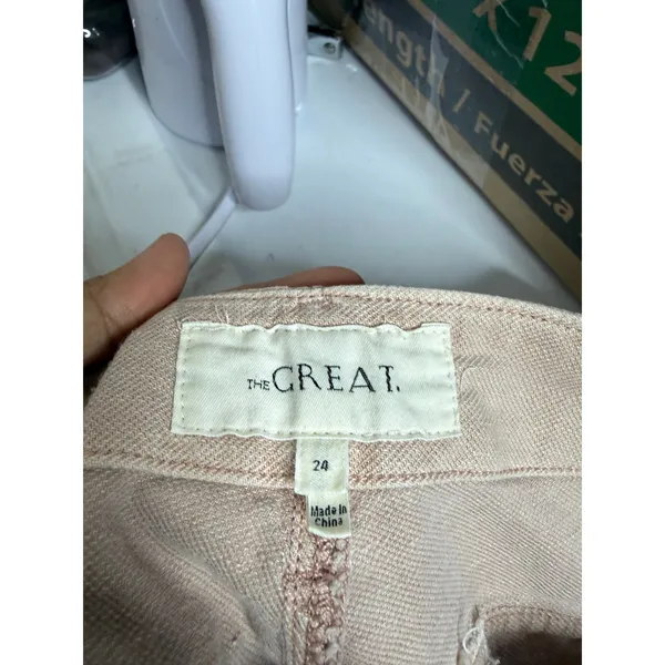 The Great. The Ric Rak Pant size 24 Blush Pink Cropped Utility Scalloped Trim - Image 3