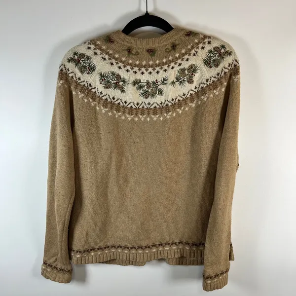 Croft & Barrow Women's Size Small Fair‎ Isle Pinecone Zip Up Cardigan Sweater - Image 8
