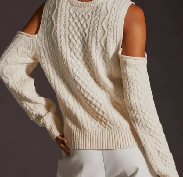 Anthropologie Pilcro Fisherman Cold Shoulder Sweater M - Image 2