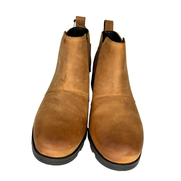 SOREL Emelie Chelsea Boots Waterproof Camel Brown‎ Leather Women’s Size 10 - Image 3
