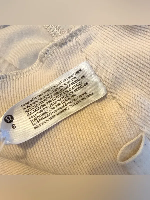Lululemon Softstreme Ribbed-Hem Pullover‎ Sweatshirt Natural Ivory size 6 - Image 4