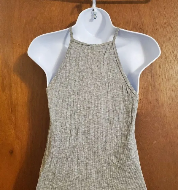 High neck ribbed tank top Gray Size M - Image 3