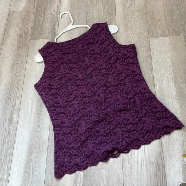 Coldwater Creek Lace Sleeveless Tank Top Purple (small) whimsigoth goth witchy - Image 4