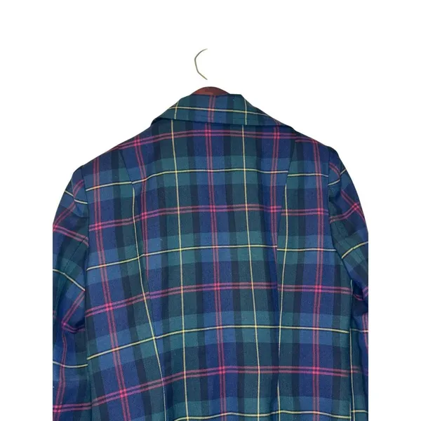 J.G. Hook Women Blazer Jacket 100% Wool Vintage 90's‎ Plaid Lined Full Zip Sz. 8 - Image 10