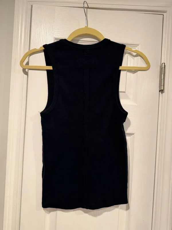 NWOT We The Free Size S Black Ribbed Cotton Stretch Deep V Neck Tank Top - Image 3