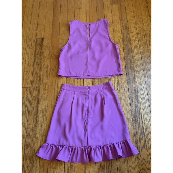 Karlie 2 Piece Set Womens Small Purple Ruffle Mini Skirt Crop Tank Party Summer - Image 11