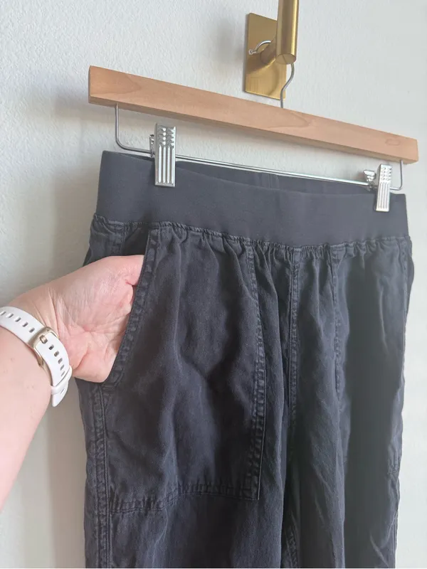 Faherty Arlie Pull-On Jogger Pants Black Tencel Linen Blend Women's Small - Image 7