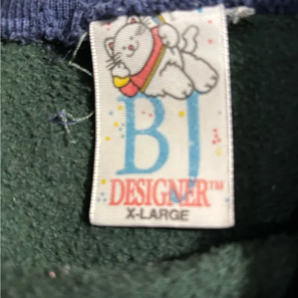Vintage BJ Designer Victorian Children Christmas Sweatshirt Green XL - Image 4