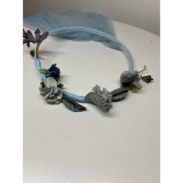 light blue floral crown hoop sheer tulle drape festivals fairy whimsical - Image 6