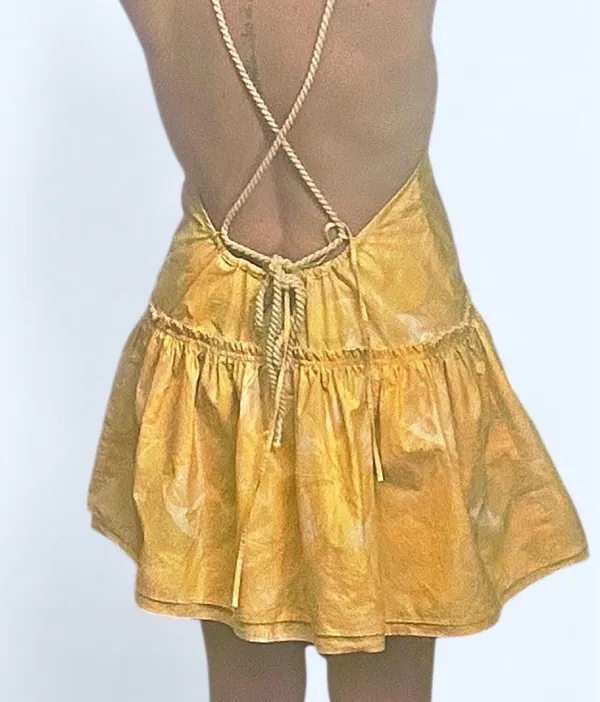 Free People Deserted Island Mini Dress Yellow Combo XS - Image 2