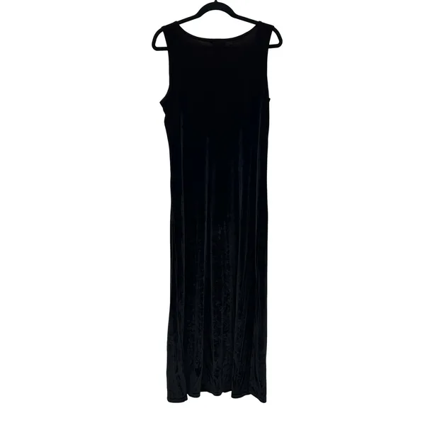 Vintage Black‎ Burgundy Velvet Floral Embroidered Boho Whimsigoth Maxi Dress S - Image 8