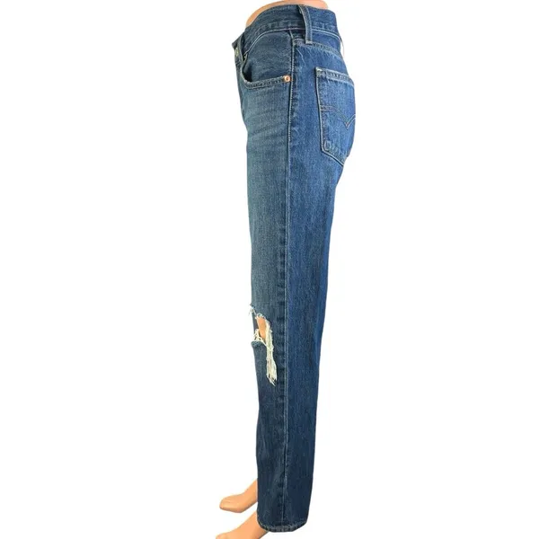 Levi's Women's Blue Medium Wash Distressed Low Pro Straight Denim Jeans Size 24 - Image 2